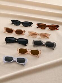 8pcs Plastic Cat Eye & Geometric Frame Decor Vintage Style Eyeglasses Set - Multicolor - View 2