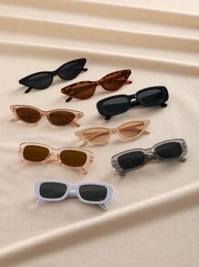 8pcs Plastic Cat Eye & Geometric Frame Decor Vintage Style Eyeglasses Set - Multicolor - View 3