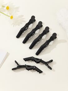 6 件女士发夹 - 宽齿和双铰链设计 - 鳄鱼形分区夹，专业沙龙发夹，防滑，适合浓密头发、发型设计、沙龙使用，塑料发夹，鳄鱼夹，用于分区、剪切和日常造型，返校、旅行度假必需品，女士发饰 - 黑色 - 查看 2