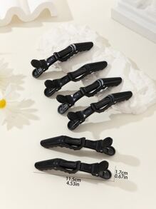 6 件女士发夹 - 宽齿和双铰链设计 - 鳄鱼形分区夹，专业沙龙发夹，防滑，适合浓密头发、发型设计、沙龙使用，塑料发夹，鳄鱼夹，用于分区、剪切和日常造型，返校、旅行度假必需品，女士发饰 - 黑色 - 查看 4