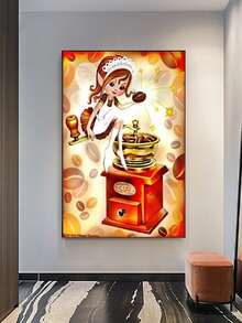 Pintura diamante DIY duende cocinero con dibujos animados cocina decorativo colgante redondo de resina con cuenta diamante con bordado encantadora caricatura artesanía regalo haciendo - Multicolor - Ver 3