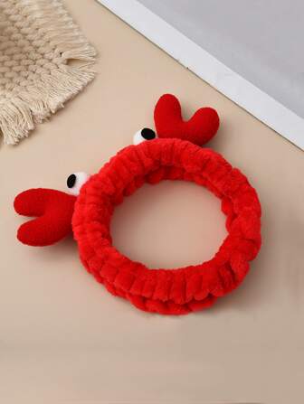 1 件装卡通螃蟹图案沐浴头带，适用于洗脸、化妆、敷面膜或旅行，可爱