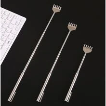 1PC Scratch back Scratcher Old Head Music retractable portable stainless steel scratch back scratcher massage pickpocket - Silver - View 2