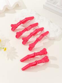 6 件女士发夹 - 宽齿和双铰链设计 - 鳄鱼形分区夹，专业沙龙发型设计夹，防滑发夹，沙龙鳄鱼夹，适合浓密头发、造型、分区、剪切和日常佩戴 - 紅色 - 查看 5