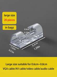 20pcs No-Drill Transparent Cable Clips, Desk Cable Management Tool, Adhesive Plastic Cable Holder, Wire Organizer For Network Cables - Multicolor - View 7