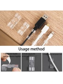 20pcs No-Drill Transparent Cable Clips, Desk Cable Management Tool, Adhesive Plastic Cable Holder, Wire Organizer For Network Cables - Multicolor - View 6
