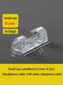 20pcs No-Drill Transparent Cable Clips, Desk Cable Management Tool, Adhesive Plastic Cable Holder, Wire Organizer For Network Cables - Multicolor - View 9