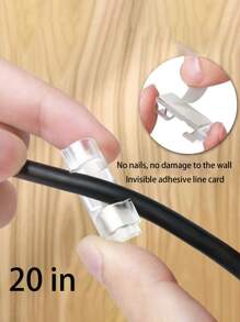 20pcs No-Drill Transparent Cable Clips, Desk Cable Management Tool, Adhesive Plastic Cable Holder, Wire Organizer For Network Cables - Multicolor - View 3