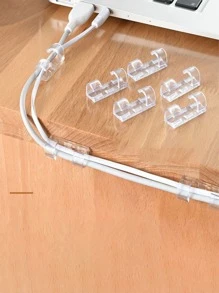 20pcs No-Drill Transparent Cable Clips, Desk Cable Management Tool, Adhesive Plastic Cable Holder, Wire Organizer For Network Cables - Multicolor - View 1