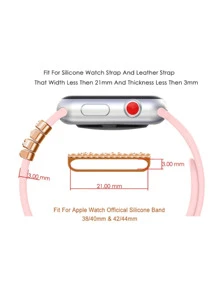 一套可爱小狗装饰表扣，适用于苹果手表表带 38mm 40mm 41mm 42mm 44mm 45mm 49mm 硅胶表带，装饰环表带扣，适用于 Series Ultra 8 7 6 5 4 3 2 1 SE - 玫瑰金 - 查看 3