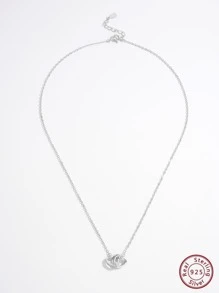 1 件情人节情侣周年纪念华丽浪漫优雅可爱时尚独特个性化创意 925 银人造锆石双心互锁吊坠项链，适合女性，非常适合约会、派对、订婚、婚礼，代表魅力礼物