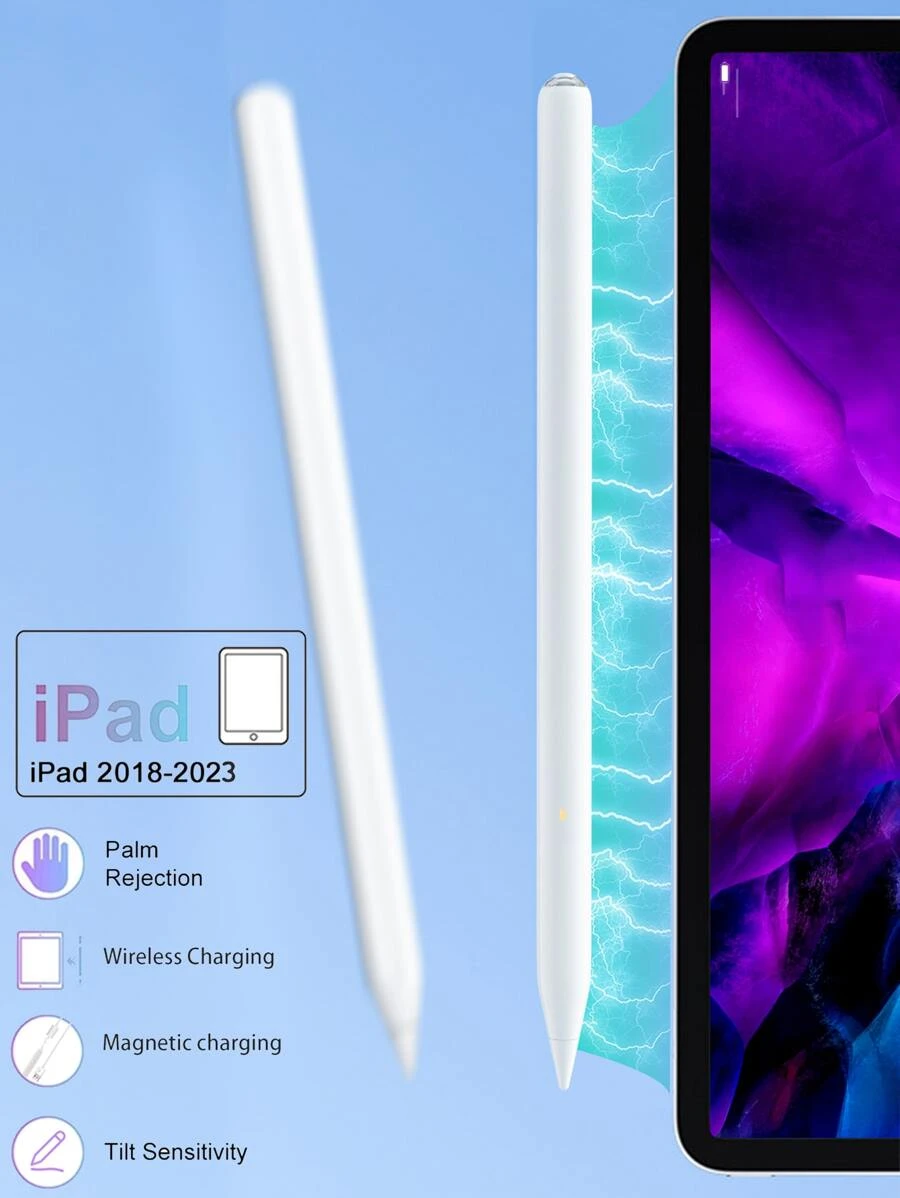 Stylus Pen For A Pple IPad, 2 In 1 Wireless Charging And Magnetic Design Charging Cable, Palm Rejection And Tilt Sensitive, Compatible With IPad 6/7/8, IPad Pro 11/12.9 In, IPad Mini 6, IPad Air 3/4/5