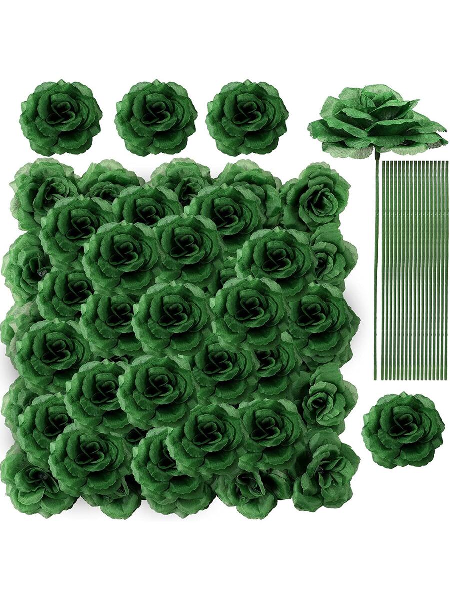 20 chiếc hoa hồng nhân tạo thân dài, hoa hồng nhân tạo, bó hoa cưới, trang trí nhà cửa, tiệc mừng em bé, bàn, đồ trang trí nhà, quà tặng, sinh nhật, tốt nghiệp - màu xanh lá - Xem 1