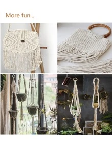 1卷波西米亞風格3MM100m白色繩索掛飾,標籤和裝飾用品 - 白色 - 查看 4