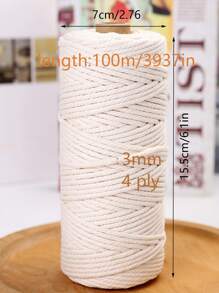 1卷波西米亞風格3MM100m白色繩索掛飾,標籤和裝飾用品 - 白色 - 查看 2