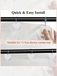 12入組合成樹脂淋浴現代心形浴簾 - 白色 - 查看 10