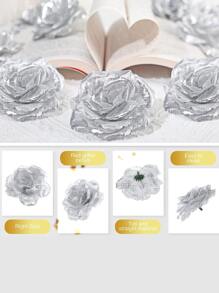 20 朵长茎人造玫瑰花 玫瑰花 人造玫瑰花束 婚礼派对家居装饰 DIY 婴儿洗礼中心装饰 桌子家居装饰 - 灰色 - 查看 3