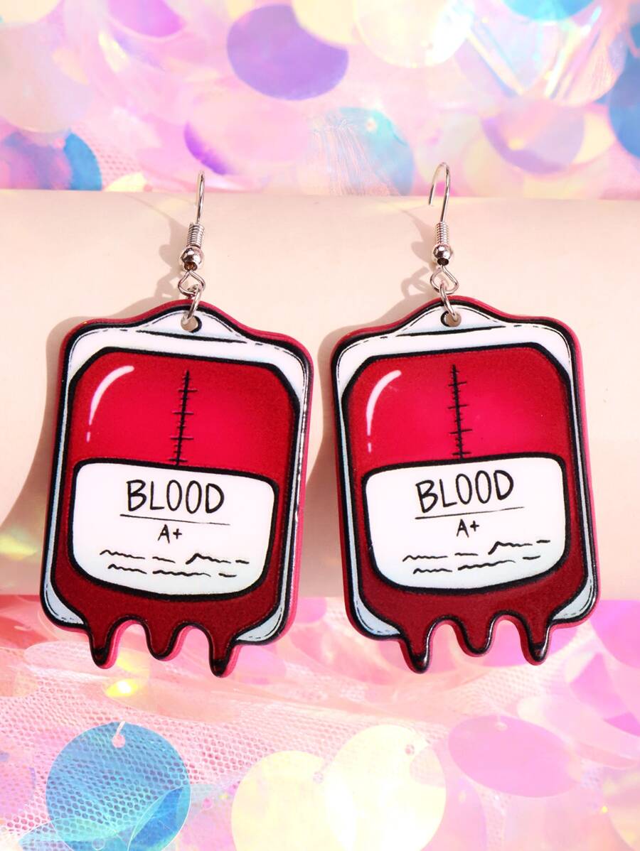 1 đôi Acrylic Hoạt hình Máu Cái túi Dangle Hoa tai Đối với phụ nữ - Nhiều màu - Xem 1