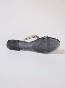 Pha lê Giày dép Với Trong suốt & Đen Hình chữ Z Dây đeo - màu đen - Xem 6