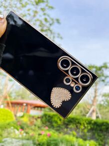 Funda de teléfono con decoración de corazón de strass - Negro - Ver 4