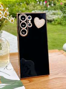 Funda de teléfono con decoración de corazón de strass - Negro - Ver 2