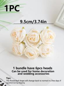1 bó hoa/6 đầu Nhân tạo Mini Hoa hồng Chồi Bó hoa Đối với DIY Hoa , Trang trí đám cưới , Cung cấp cho buổi tiệc , Nhà  Trang trí , - trắng - Xem 3