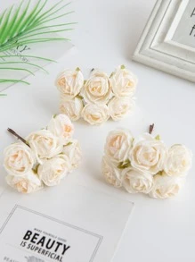 1 bó hoa/6 đầu Nhân tạo Mini Hoa hồng Chồi Bó hoa Đối với DIY Hoa , Trang trí đám cưới , Cung cấp cho buổi tiệc , Nhà  Trang trí , - trắng - Xem 4