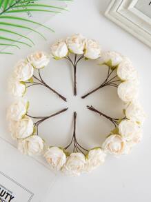 1 bó hoa/6 đầu Nhân tạo Mini Hoa hồng Chồi Bó hoa Đối với DIY Hoa , Trang trí đám cưới , Cung cấp cho buổi tiệc , Nhà  Trang trí , - trắng - Xem 6