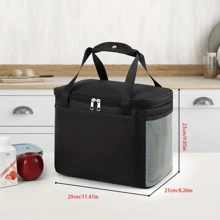 Large Capacity Picnic Bag With Mesh Pocket - Black - View 1