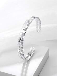 Copper Cubic Zirconia Geometric Rhombus Bracelet - Silver - View 2