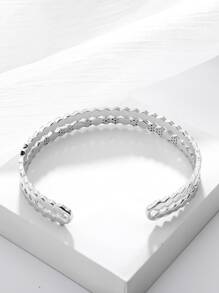 Copper Cubic Zirconia Geometric Rhombus Bracelet - Silver - View 4