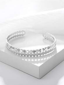 Copper Cubic Zirconia Geometric Rhombus Bracelet - Silver - View 3