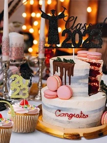 1pc 博士帽烘焙蛋糕插件学生毕业典礼派对卡片甜品桌装饰卡片