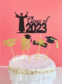 1pc 博士帽烘焙蛋糕插件学生毕业典礼派对卡片甜品桌装饰卡片