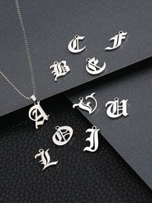 1入組時尚不銹鋼26最初字母吊墜項鍊適用於兒童生日禮物適用於男孩女孩日常裝飾用品首飾類 - 銀色 - 查看 2