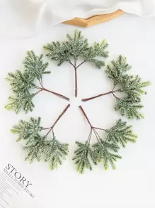 1 Bundle (6 Heads) Of Artificial Plant Hair And Maple Leaves Christmas Decoration Fake Plants Room Decor Fall Decor Fake Flowers Plants Garden Autumn Decor Centerpieces DIY Floral Wreath Material, Candy Box Accessories, Home Wedding Decoration, Bride Wrist Flower, Chest Flower, Head Flower Material, Valentine's Day Gift, New Year Decoration, Birthday Party, Cake Accessories - Green - View 1