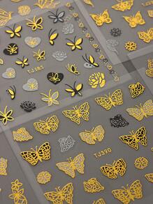 12 tờ Đen Vàng Màu sắc Loại bướm Miếng dán móng tay Móng tay Nước Chuyển nhượng Hình dán Đề can Mùa hè Hình dán nghệ thuật móng tay Phụ kiện Thiết kế - Nhiều màu - Xem 3