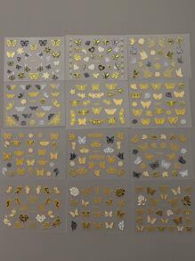 12 tờ Đen Vàng Màu sắc Loại bướm Miếng dán móng tay Móng tay Nước Chuyển nhượng Hình dán Đề can Mùa hè Hình dán nghệ thuật móng tay Phụ kiện Thiết kế - Nhiều màu - Xem 6