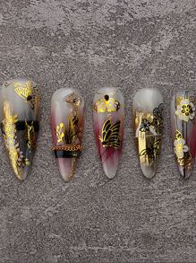 12 tờ Đen Vàng Màu sắc Loại bướm Miếng dán móng tay Móng tay Nước Chuyển nhượng Hình dán Đề can Mùa hè Hình dán nghệ thuật móng tay Phụ kiện Thiết kế - Nhiều màu - Xem 8