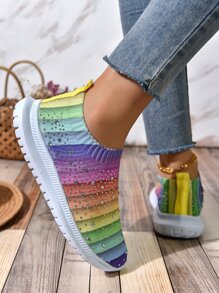 NỮ Khối màu Đồ trang trí Rhinestone Giày chạy bộ , Thể thao Chất vải Giày thể thao Đối với Ngoài trời - Nhiều màu - Xem 1