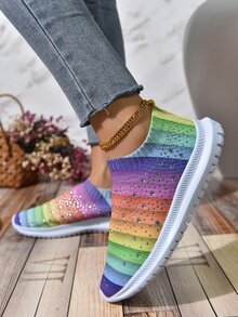 NỮ Khối màu Đồ trang trí Rhinestone Giày chạy bộ , Thể thao Chất vải Giày thể thao Đối với Ngoài trời - Nhiều màu - Xem 3