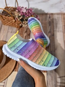 NỮ Khối màu Đồ trang trí Rhinestone Giày chạy bộ , Thể thao Chất vải Giày thể thao Đối với Ngoài trời - Nhiều màu - Xem 4