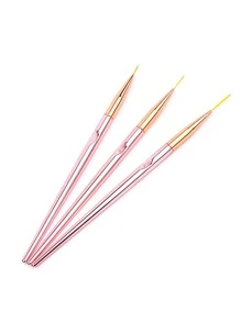 美甲畫線筆3入組玫瑰金鍍手柄漸變色刷鑲邊凝膠拋光設計工具 - 玫瑰紅 - 查看 5
