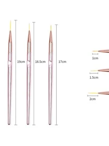 美甲畫線筆3入組玫瑰金鍍手柄漸變色刷鑲邊凝膠拋光設計工具 - 玫瑰紅 - 查看 3