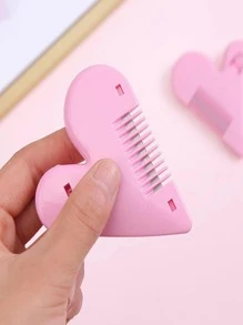 1pc Adult Bangs Trimmer Heart Double-Sided Comb Hair Styling Tool For Home Children Hair Thinning Cutting Comb Professional Hairdressing Tool - Pink - View 4