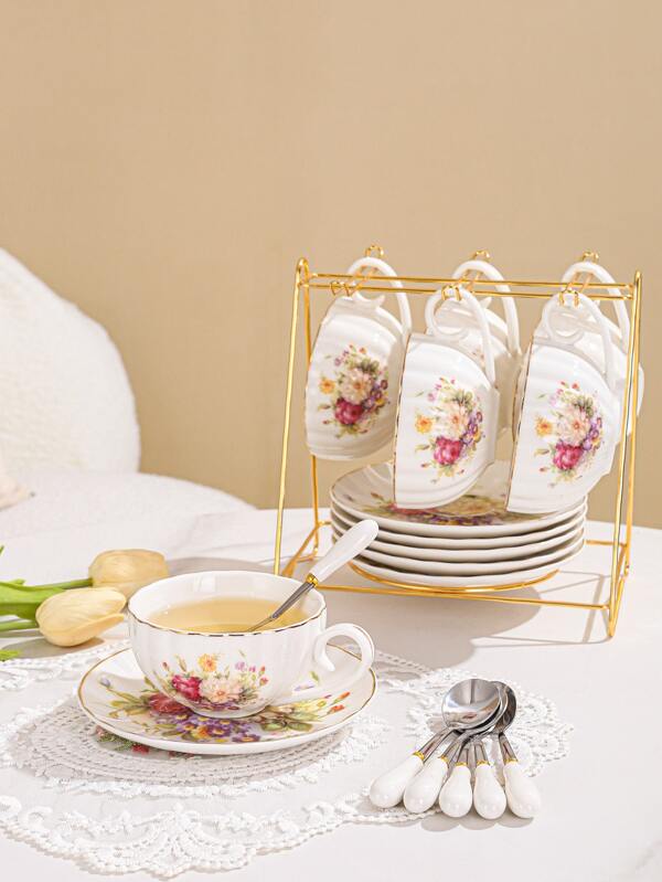 Flower Tea Set Glass Fruit Teapot, English Afternoon Tea Style Tea Set