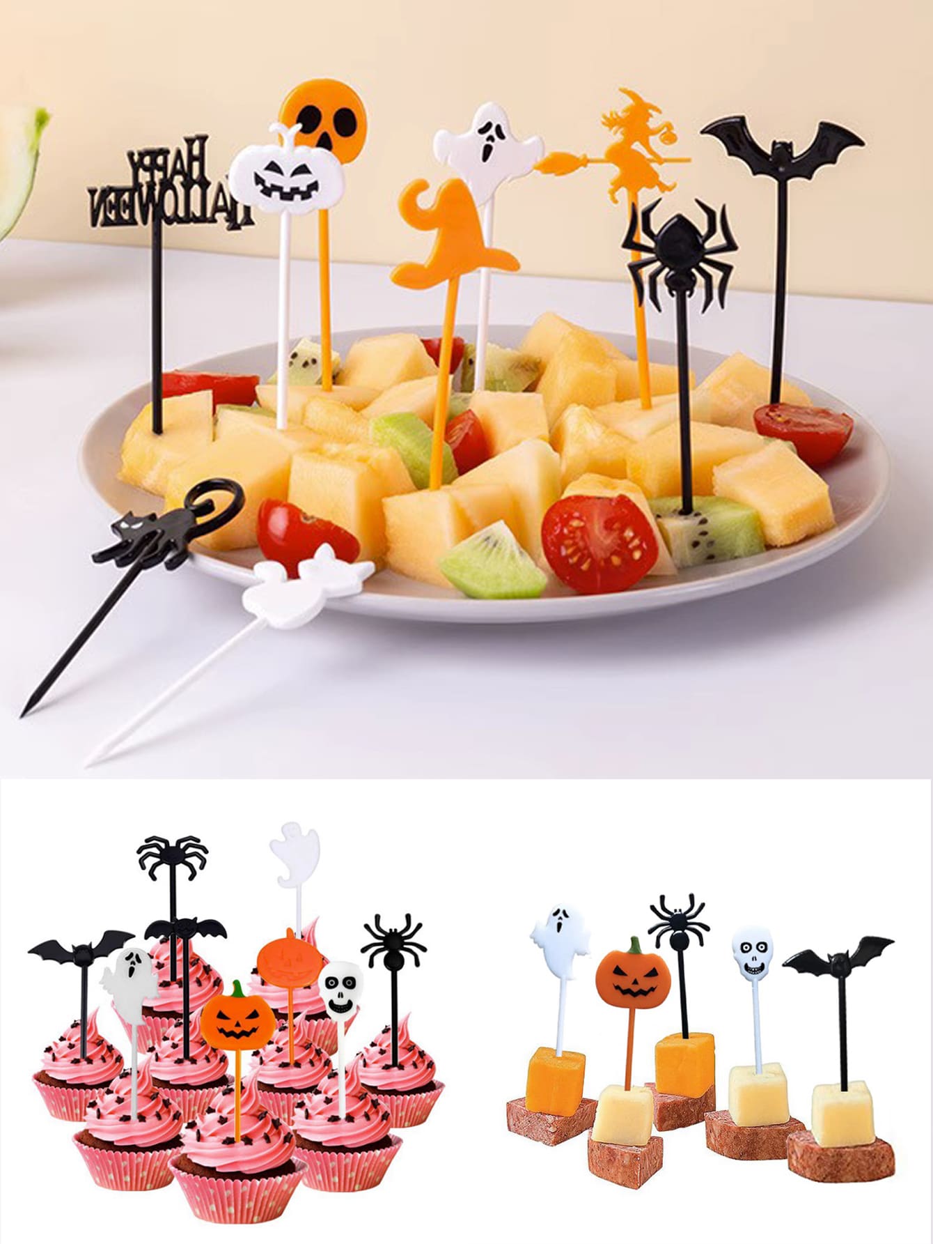 10pcs Plastic Toothpick Cake Fruit Stick, Random Color, Party Cupcake Decoration,Kitchen,Christmas Gift - Multicolor - View 1