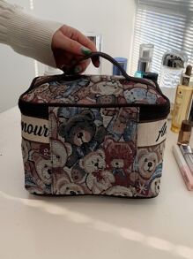 卡通图案化妆包，拉链化妆包，化妆品收纳包，化妆品整理包，化妆包，洗漱包，旅行浴室化妆包，洗漱包，适合女孩、女士、大学宿舍、妈妈、母亲、礼物、返校背包、旅行必备、旅行整理包、海滩、暑假、学习用品、假日必备、化妆包、化妆品收纳包、节日、冬季、返校用品 - 彩色 - 查看 7