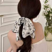 1套裝2水墨畫風格圖案緞帶頭繩 - 彩色 - 查看 3