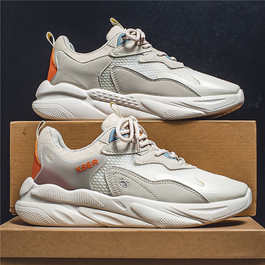 Thể thao Giày thể thao Cho nam giới , Đồ họa Chữ cái Mặt trước thắt dây Giày Chạy bộ - Màu be - Xem 1